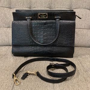 Kate Spade black Carena bag croc print